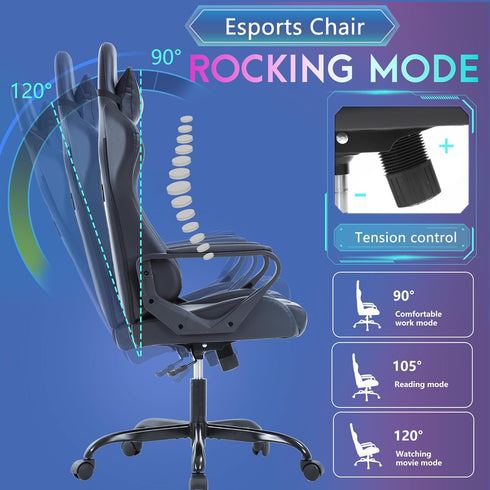 PayLessHere 360 Ergonomic Racing Desk Chair Gaming Chair Computer Chair with Armrests Swivel & Caster Pu Desk Task