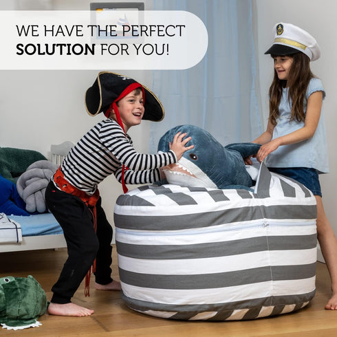 2 1 100% SMART WALLABY Stuffed Animal Storage Bean Bag Chair | Sizes in | Cotton Washable Kids Plush Toys Organizer |