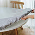 NLMUVW Round Vinyl Tablecloth with Elastic Edge - Light Grey Fitted PVC Table Cloth, Waterproof Wipe Clean Cover for