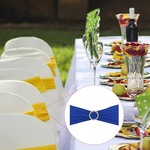 13" 5" 10 Pack PATIKIL x Stretch Chair Sashes Bows, Elastic Chair Bands Sashes with Buckle Slider for Wedding Banquet