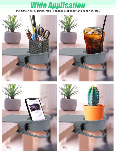 Kalolary Gray Drinking Cup Holder Clip with Groove, Table Bottle Cup Stand DIY Glass Cup Clamp Storage Saucer Clip