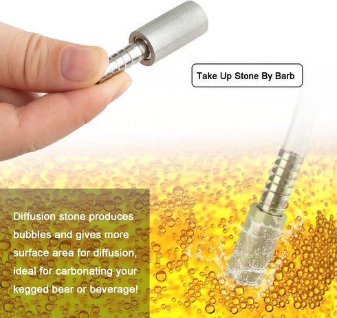 Corny Carbonation Keg Lid, Ball Lock Keg Lid with Diffusion Stone, Pressure Relief Valve, Clamp and Tube for Homebrew