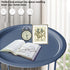 4 Garden you End Table Metal Side Table Blue Round Folding Tray Cyan Sofa Small Accent Fold-able Table, Round End Table
