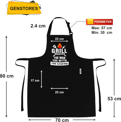 GENSTORES Funny Grilling Aprons for Men with Pockets BBQ Novelty Cooking Apron for Son Grandad Christmas Fathers Day