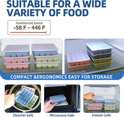 BECOKIT 1 3 Pack) Tbsp Silicone Freezer Molds - Perfect for Storing Garlic, Herbs, Ginger, Pesto, Tomato Paste, Lemon
