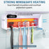 ZOZOO 99.9% Dry,Heating,5+1+1 Slots,12 UV Toothbrush Sanitizeri Holder with Cleaning,Air Hour Memory,Rechargeable Wall