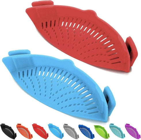 2 Pcs Clip on Strainers, Silicone Pot Strainer for Pasta Meat Vegetables, Fit All Pots and Bowls