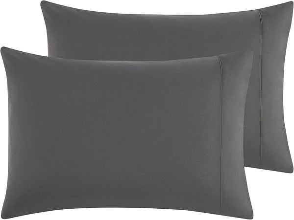 Empyrean Bedding Pillow Case Set of 2, Standard Size, Soft Microfiber, Dark Grey