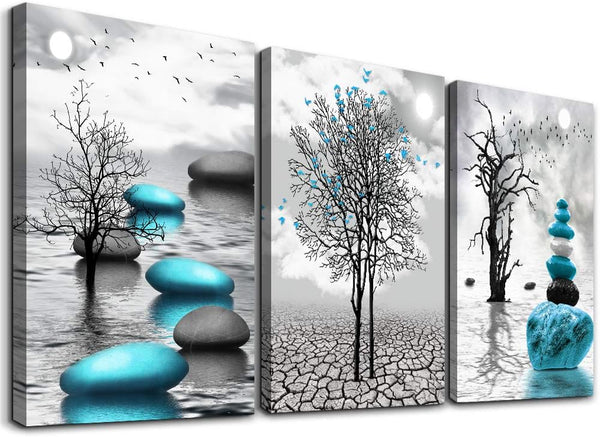 Canvas Wall Art for Living Room - Black and White Paintings - Modern 3 Piece Framed Art Prints for Home Decor