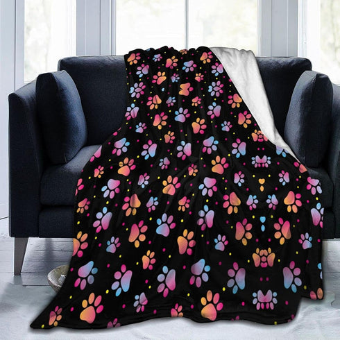 Cute Dog Paw Print Theme Blanket 50x60-Inch Lightweight and Compact for Easy