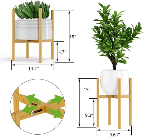 EKNITEY Adjustable Plant Pot Stand: Indoor Outdoor Modern Flower Holder Metal Plant Rack Organizer Planter Stand