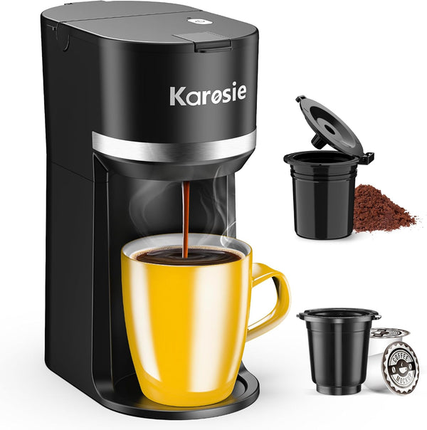 Single Serve Coffee Maker for K-Cup and Ground Coffee, Fast Brew, 6-12