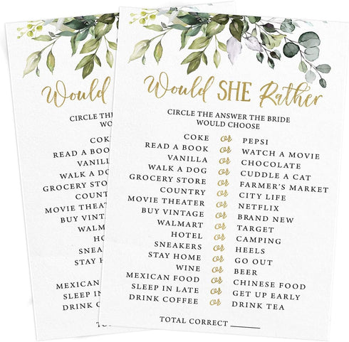 Set 5 50 Printed Party Bridal Shower Game Fun Games and Activities for Guests, Includes Bingo, Trivia, and Advice