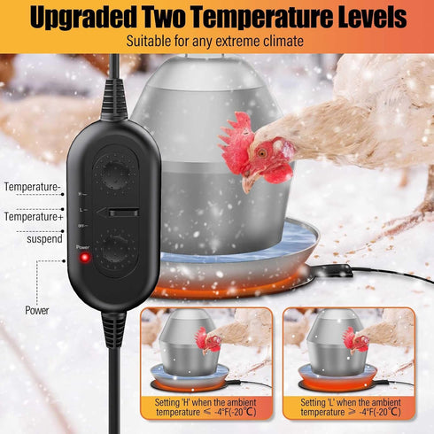 Ganggend 15" 1-8 110 Chicken Water Heater for Winter, Waterer Heated Base for Gallon Metal Plastic Poultry Water, Watt