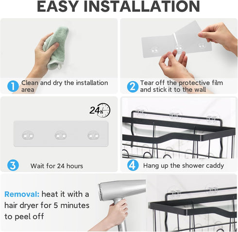 6 Pack Lsnisni Shower Caddy Adhesive Replacement, Strong Adhesive Hooks for Shower Shelf, Waterproof Adhesive Hooks, No