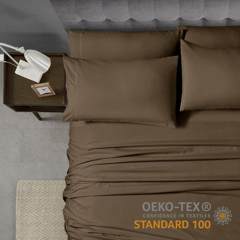 Home Collection Micro Caress Luxurious Sheet Set - 90GSM 4-Piece Queen Size - Brown Color
