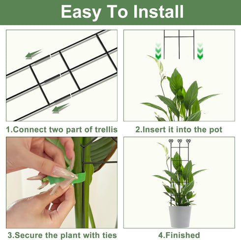 32in 2p Large Indoor Plant Trellis for Climbing Plants, Expandable Metal Garden Trellis for Potted Plants, Tall Plant