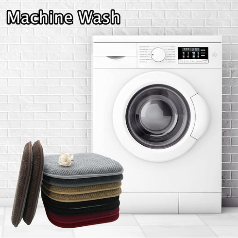 Silver Grey Kitchen Chair Cushions, Non Slip Foam Office Seat Cushions, Washable Soft Thick Pads (17" x 16")