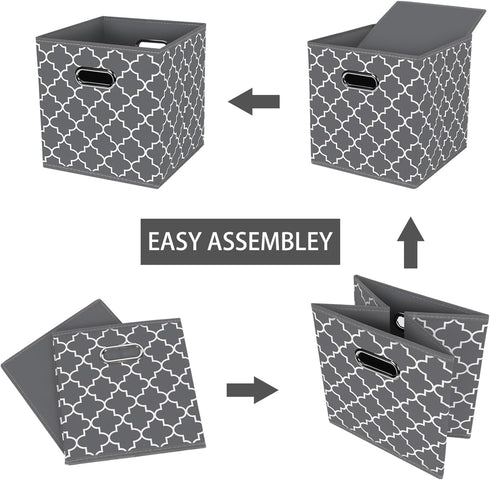 Fabric Cloth Storage Bins, Foldable Cube Organizer with Dual Handles, Set of 3 for Home Storage (Gray Light)