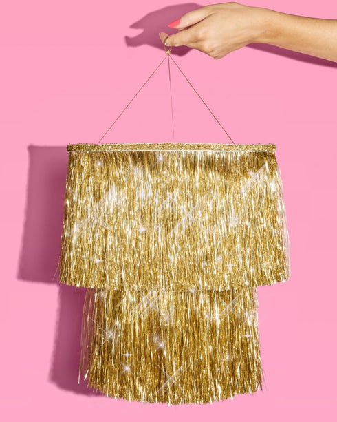 16" xo, Fetti Gold Fringe Tinsel Chandelier | | Bachelorette Party Decorations, Birthday Photo Booth Supplies, New