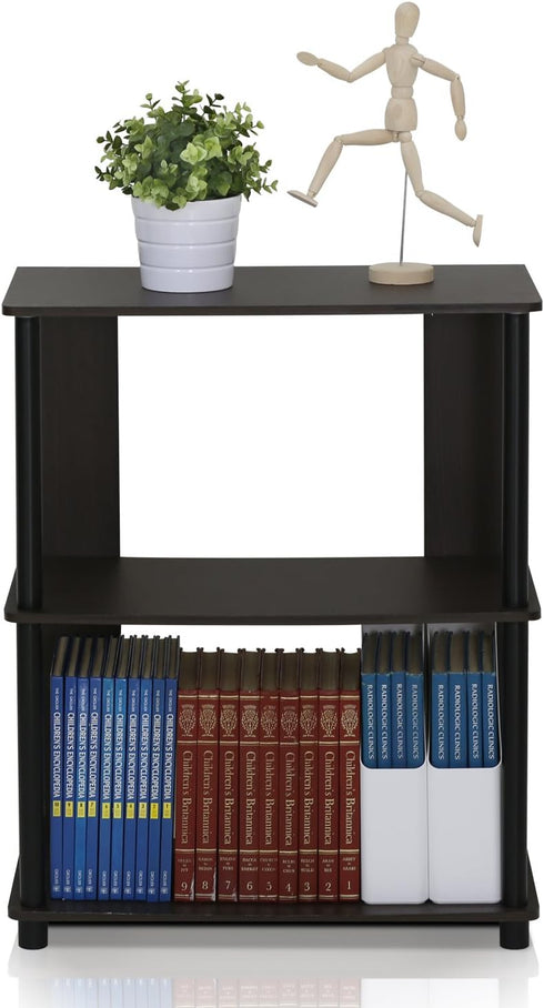 3-Tier Furinno JAYA Simple Design Bookcase / Bookshelf / Display Rack, Plastic Tubes, Walnut