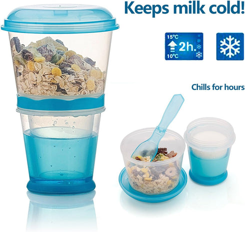 Pogah Cereal On The Go, Cup Container Breakfast Drink Milk Cups Portable Yogurt and Travel To-Go Food Containers