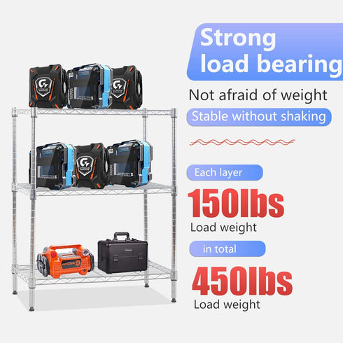 FDW 3 Tier Wire Shelving Units - Metal Storage Rack 23L x 13W x 30H, Adjustable Pantry Shelves for Kitchen