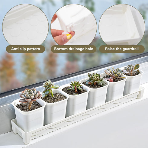 JoyHuaTrade 5 16 4.5 1.6 Inch PCS Plastic Plant Tray Saucer, Rectangular Windowsill Plant Drainage Stand for Indoors