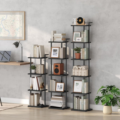 4-Tier BKBK11401 MAHANCRIS Bookshelf, Bookcase, Vertical Tall Narrow Book Shelf for Small Space, Open Storage Display