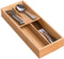 Bamboo Silverware Drawer Organizer, Small Kitchen Utensil Tray Holder for Spoons, Forks, Knives, Family of 2-4
