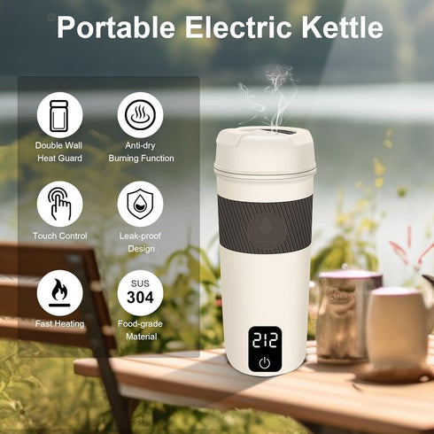 Tengfy 350ML 4 Settings, 304 Portable Electric Kettle, Mini Hot Water Boiler Heater, Travel Kettle with Temperature