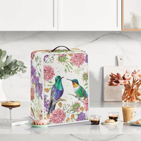 Bird Flower Coffee Machine Covers with Top Handle, Durable and Washable Covers for Coffee Maker, Office Home Decor