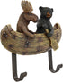 Ebros Whimsical Forest Creek Buddies Wall Hooks | Rustic Black Bear and Elk Moose Canoe 7" Wide Hanger Decor