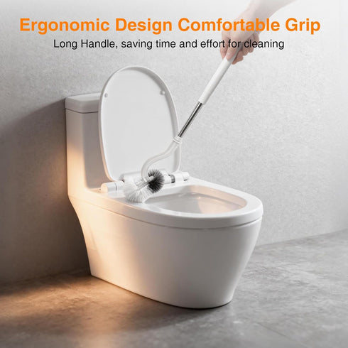 Set, Set, Lefree Toilet Brush and Holder Bathroom Cleaner Brush Curved Design, Non-Slip Handle Toilet Bowl Brush