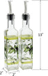 CEDAR HOME Olive Oil Bottle Set - Glass Dispenser Vinegar Cruet 17oz with Stainless Steel Pourer Spout, Green