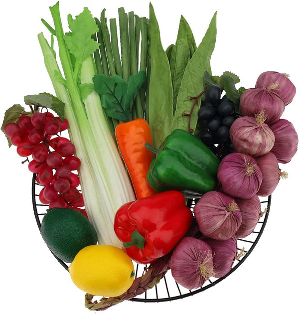 Meiwlong 11 Pcs Fake Vegetables,Realistic Artificial Vegetable and Fruits for Decoration,Fake Veggies Garlic