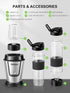 Personal Blender with 2 x 20oz Travel Bottle, Portable Smoothie Blender and Coffee Grinder, 500W Single Serve