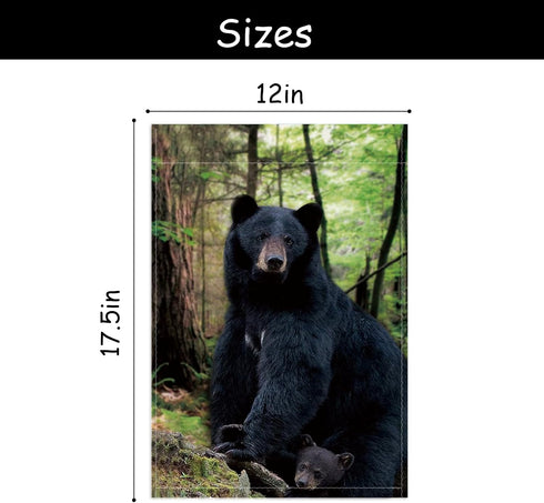 WHPCT Black Bear Garden Flag - Family Nature House Flag Banner for Patio Lawn Outdoor Home Decor, 12x18 Inch Double