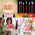 12 Count Long Thin Red Birthday Cake Candles with Holders for Birthday, Wedding Party, Cupcake Decorations