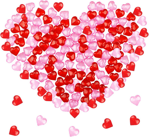 Fangoo 110 Pieces Red Pink Acrylic Heart Gems, Valentine's Day Decor Heart Rocks for DIY Crafts Engagement