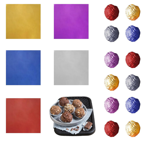 PABCK 500 Pcs Chocolate Candy Wrappers (5 Colors) - Aluminium Foil Wrapping Papers for Candy Packaging Decoration