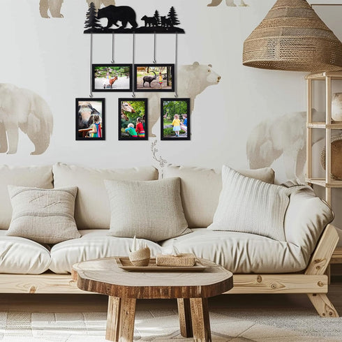 4x6, Giftgarden Black Bear Decor Hanging Picture Frames Woodland Bear Themed Bedroom Nursery Cabin Decoration, Wall