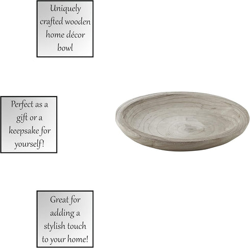 Santa Barbara Design Studio Hand Carved Paulownia Wood Serving Bowl, Large, Grey TableSugar