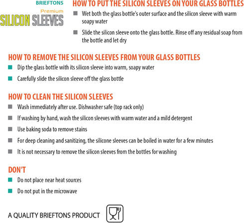 6-Pack Brieftons Silicone Sleeves: Insulated Anti-Slip Protection Covers, Ultra Thick & Durable, Better Than Neoprene