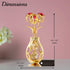 Matashi Gift for Mom - Flowers Bouquet Vase Ornament with Red and Clear Crystals, Home Decor Showpiece