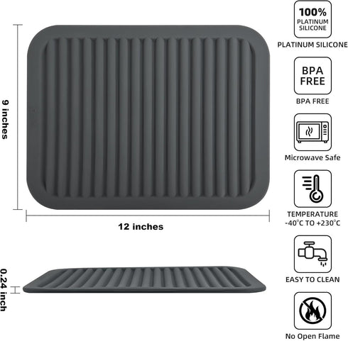 Trivets for Hot Pots and Pans, Large Black Silicone Trivets, Multi-Purpose Silicone Mat for Countertops Heat Resistant, Trivets for Quartz Countertops, Silicone Hot Pads for Kitchen, Set 2 by IFFMYJB