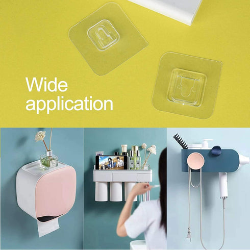 Double Sided Adhesive Hooks - 20 Pack + 4 Pack Wall Hanger Holder, 13.2lb Max for Bathroom, Kitchen, Office