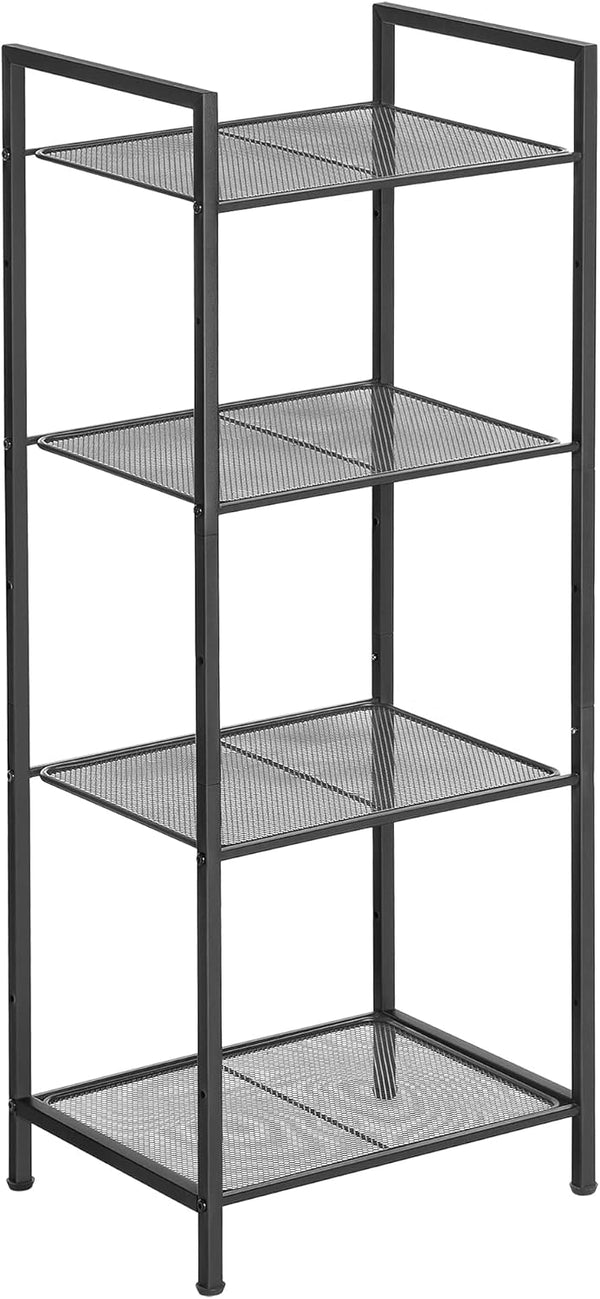 SONGMICS 4-Tier Storage Rack, Bathroom Shelf, Extendable Plant Stand with Adjustable Shelf,