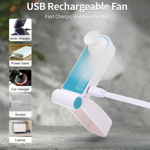 Personal Handheld Fan, Mini Portable Pocket Fan, USB Rechargeable for Home, Sports, Outdoor Travel, 2 Speed (Turquoise)
