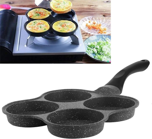 Pancake Non Stick 4 Cups Omelet Pan, 4 In 1 Breakfast Maker, Mini Pancake Egg Frying Pot for Home Kitchen